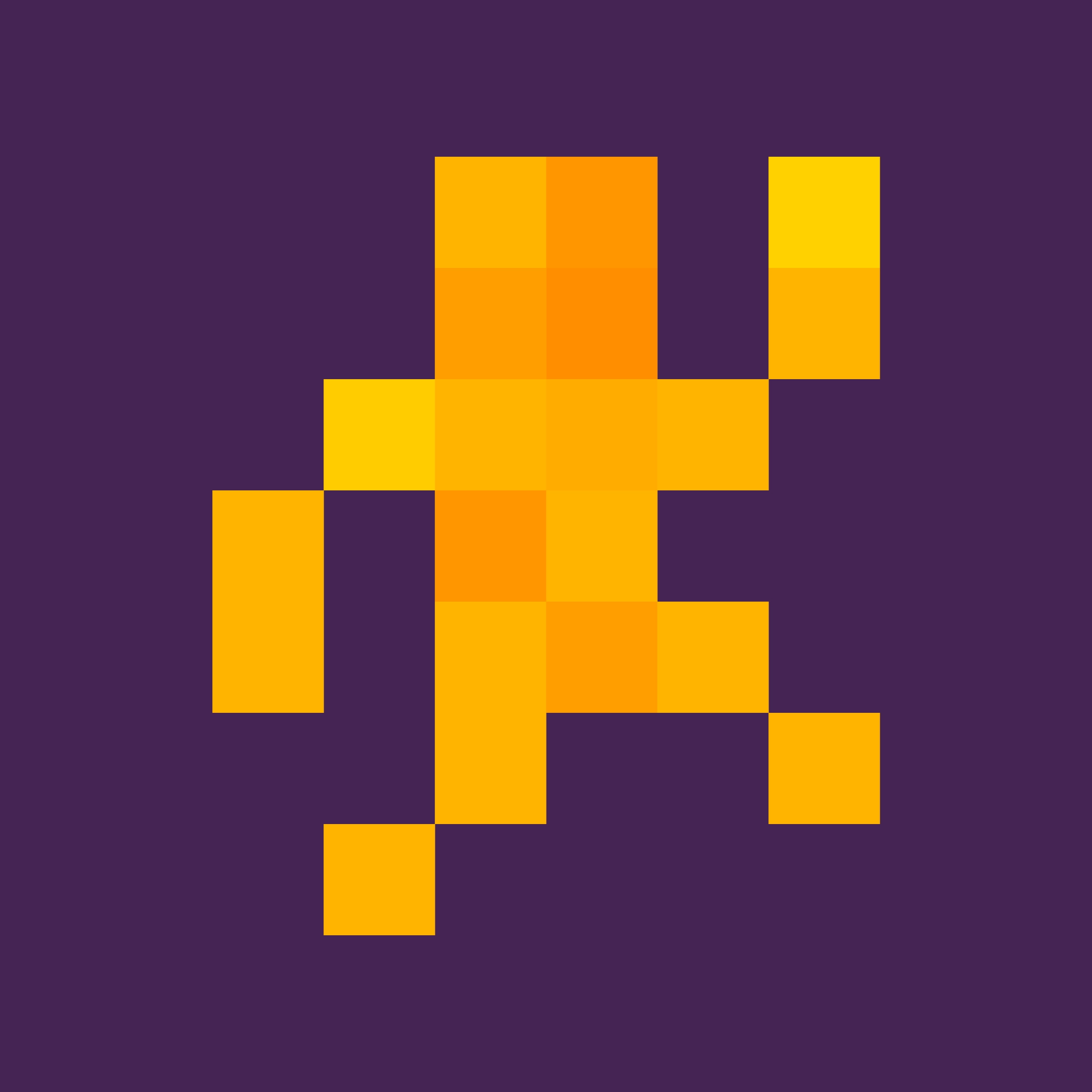 A jumping yellow man made of very few pixels.