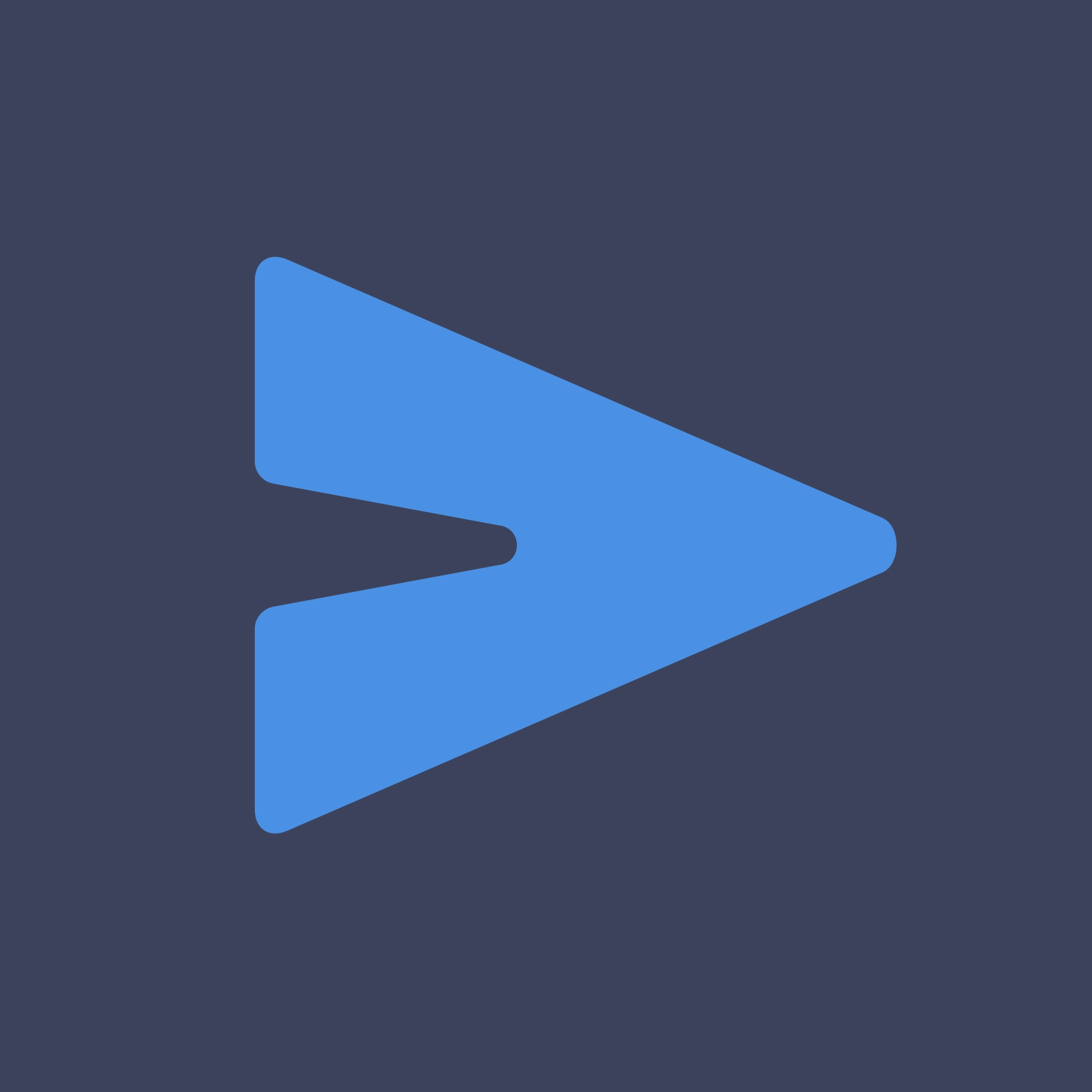 A stylized blue paper airplane.